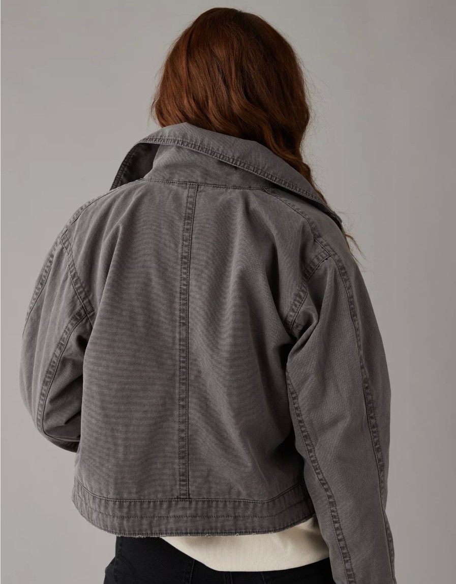 Women American Eagle | Ae Cropped Cargo Jacket