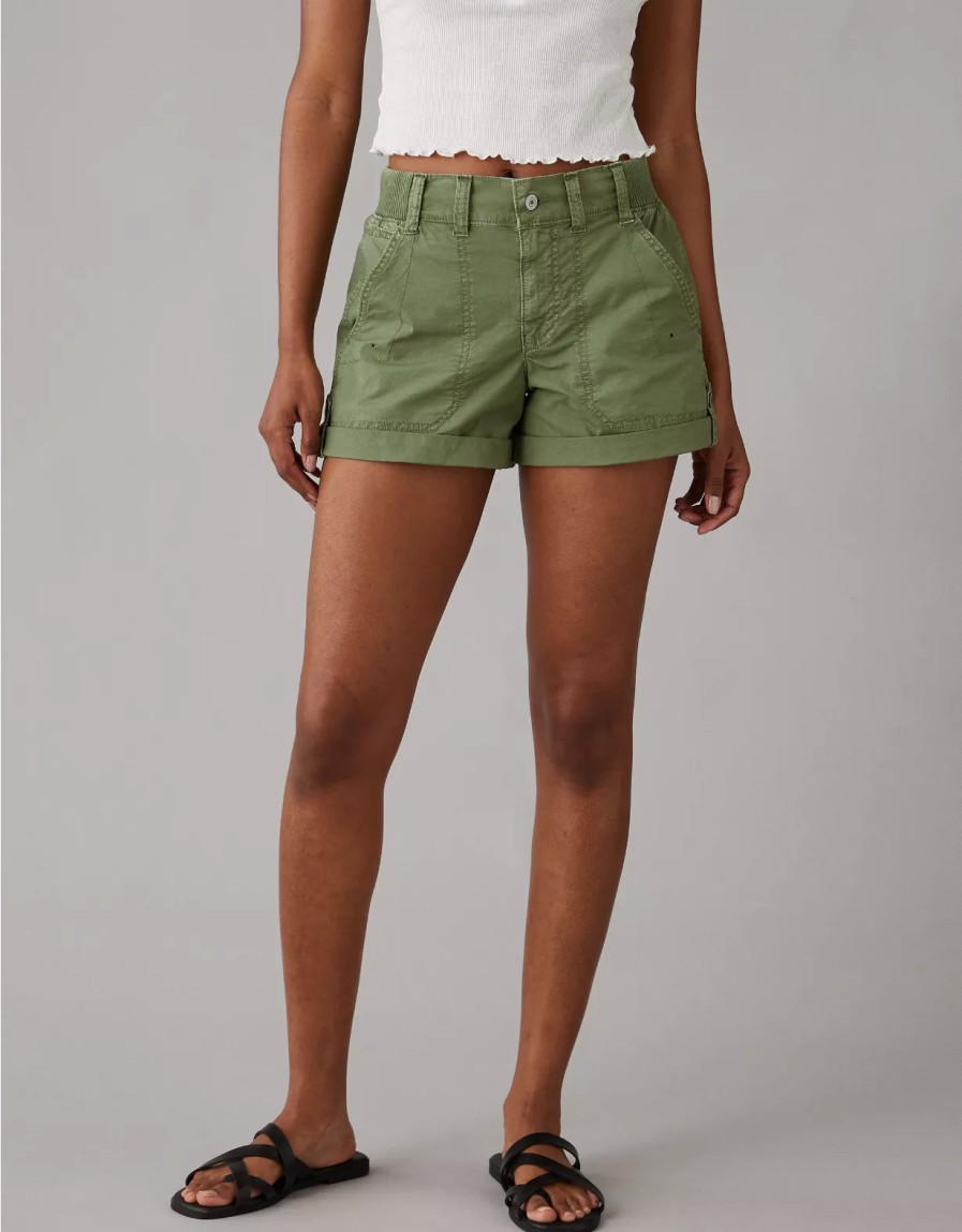 Women American Eagle | Ae Snappy Stretch 4" Perfect Cargo Short