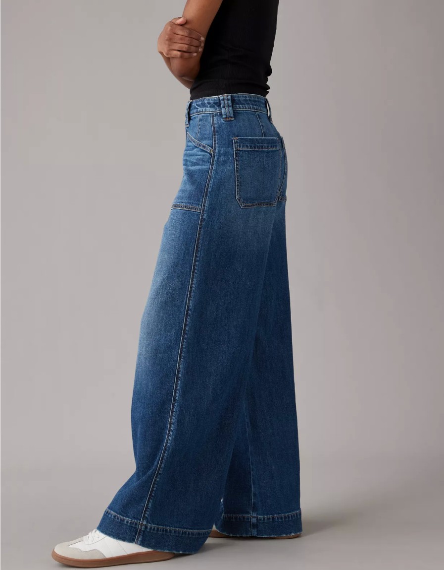 Women American Eagle | Ae Dreamy Drape Stretch Super High-Waisted Baggy Ultra Wide-Leg Jean