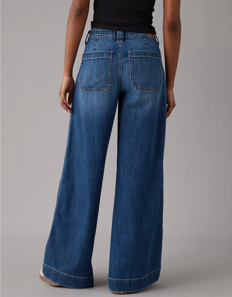 Women American Eagle | Ae Dreamy Drape Stretch Super High-Waisted Baggy Ultra Wide-Leg Jean