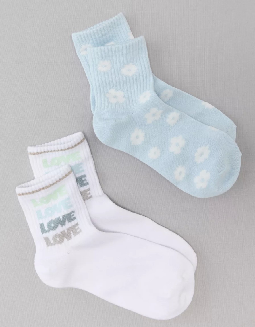 Women American Eagle | Ae Daisy Love Boyfriend Socks 2-Pack