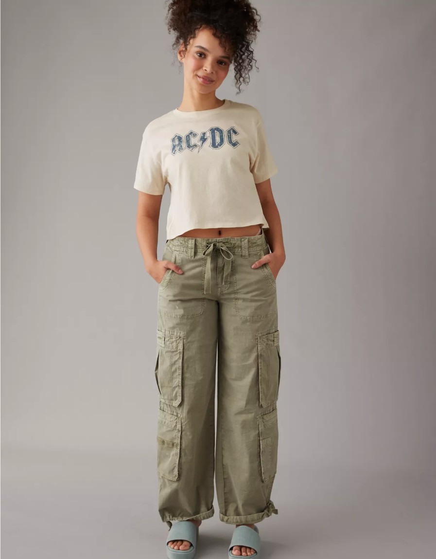 Women American Eagle | Ae Cropped Acdc Graphic Tee