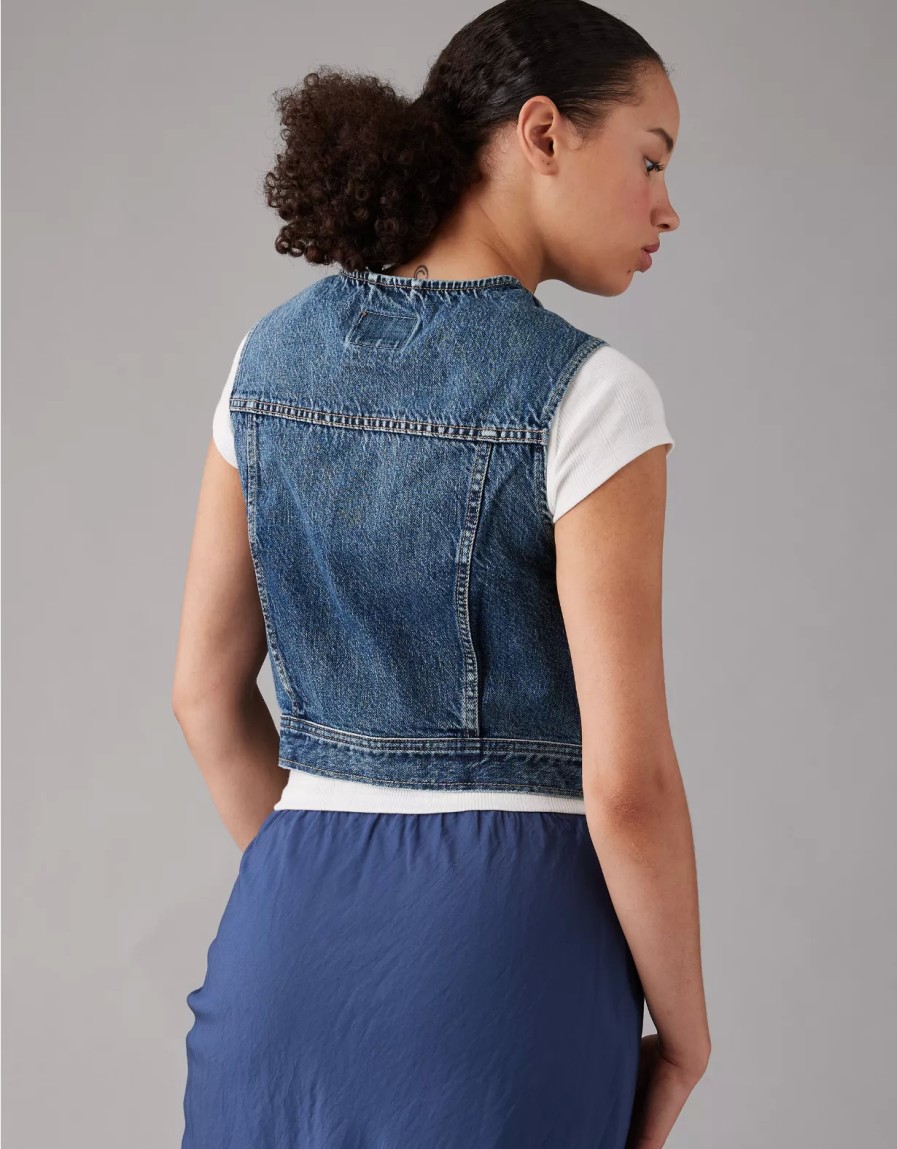 Women American Eagle | Ae Boyfriend Denim Vest