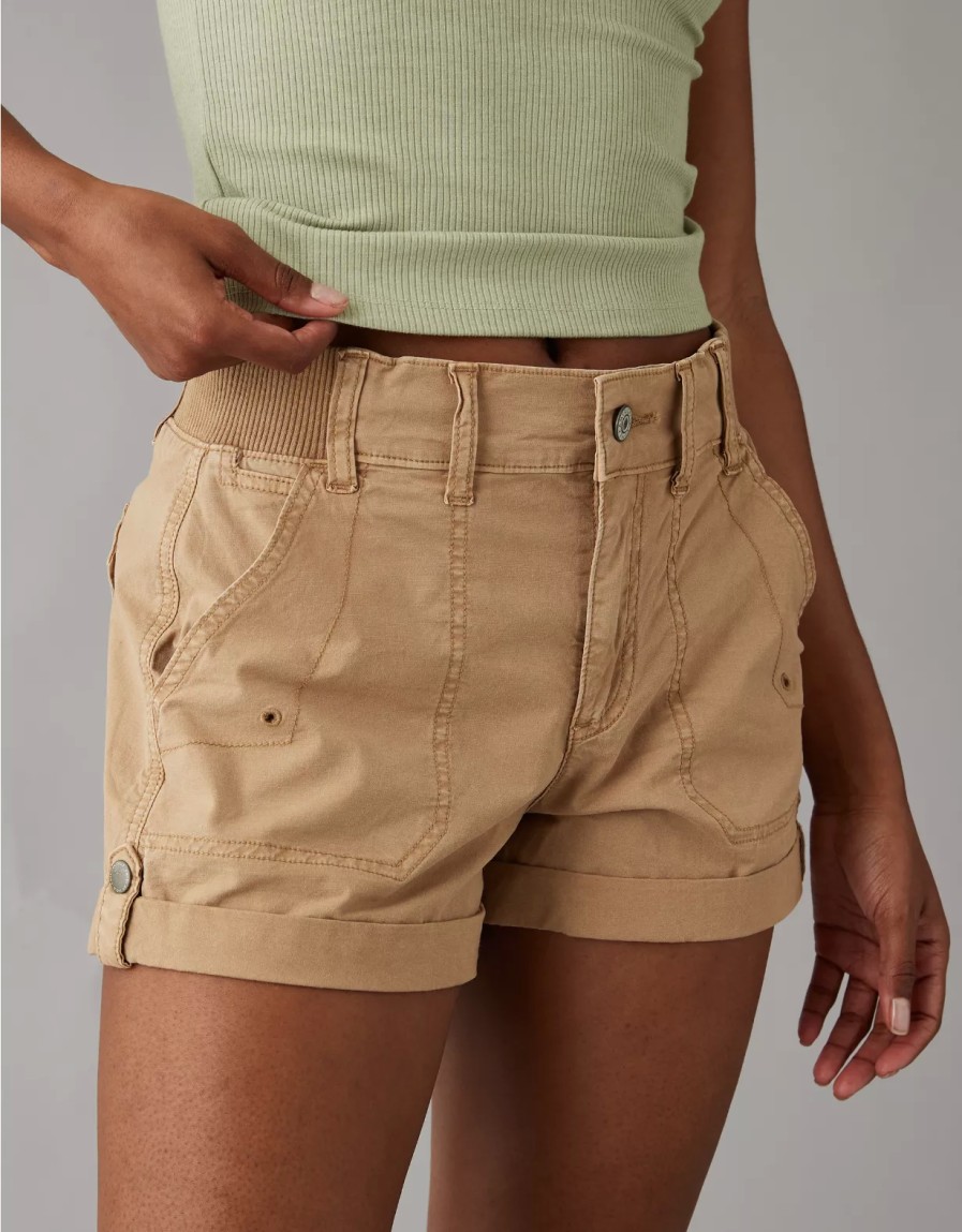 Women American Eagle | Ae Snappy Stretch 4" Perfect Cargo Short