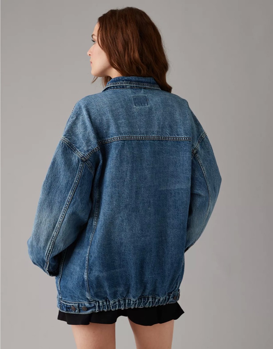 Women American Eagle | Ae Strigid Oversized Denim Boyfriend Jacket