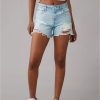 Women American Eagle | Ae Strigid 4" Perfect Ripped Denim Short