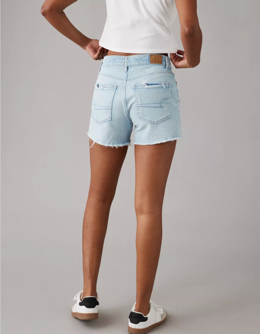 Women American Eagle | Ae Strigid 4" Perfect Ripped Denim Short