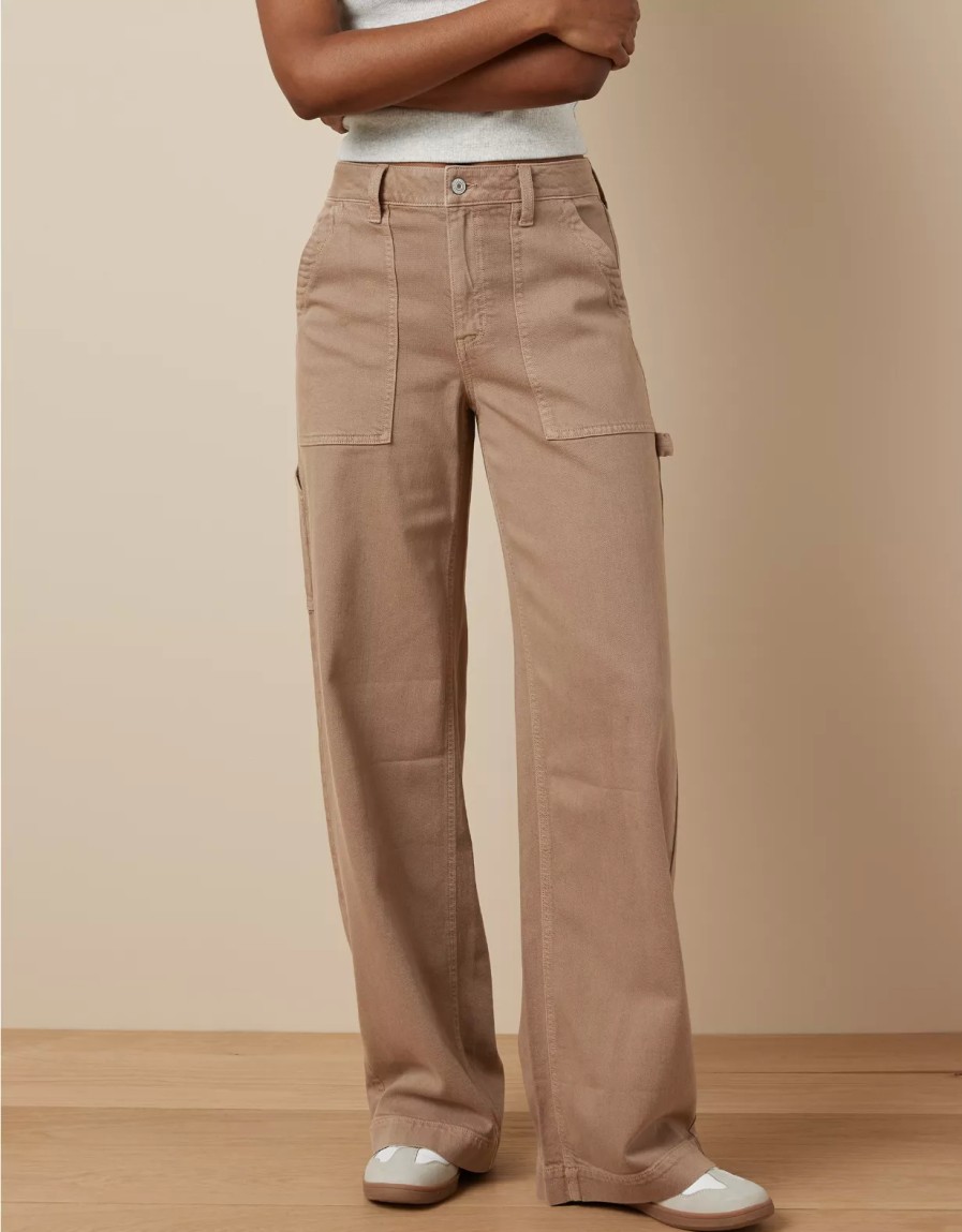 Women American Eagle | Ae Dreamy Drape Stretch Super High-Waisted Baggy Wide-Leg Pant