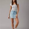 Women American Eagle | Ae Stretch Crossover High-Waisted Perfect Denim Mini Skirt