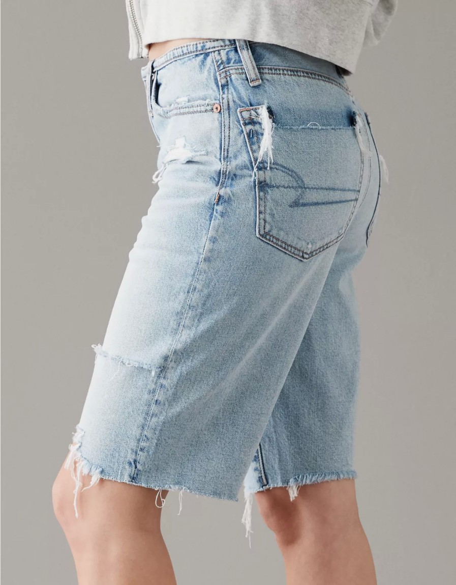 Women American Eagle | Ae Denim Low-Rise Baggy Short