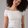 Women American Eagle | Ae Cropped Ribbed Off-The-Shoulder Top