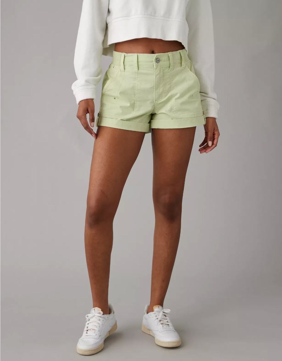 Women American Eagle | Ae Snappy Stretch 4" Perfect Cargo Short