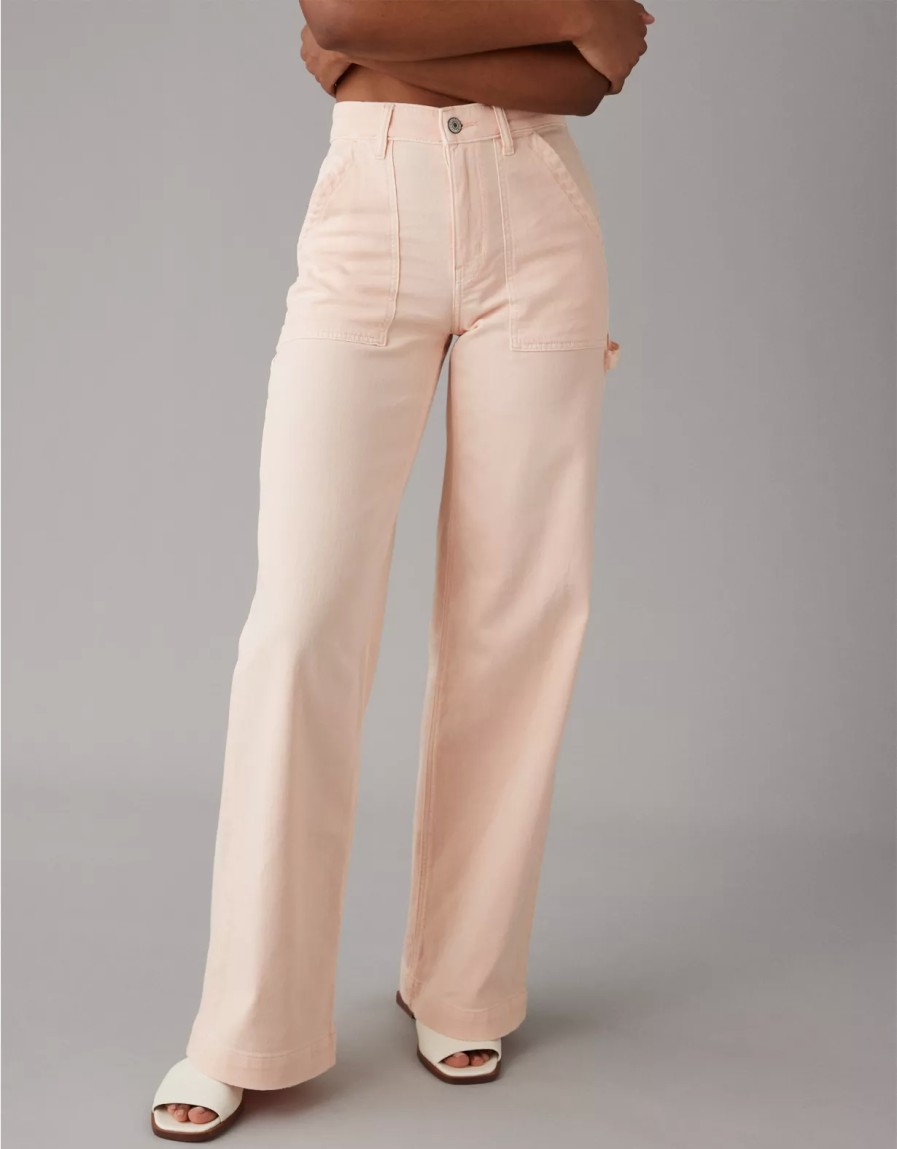 Women American Eagle | Ae Dreamy Drape Stretch Super High-Waisted Baggy Wide-Leg Pant