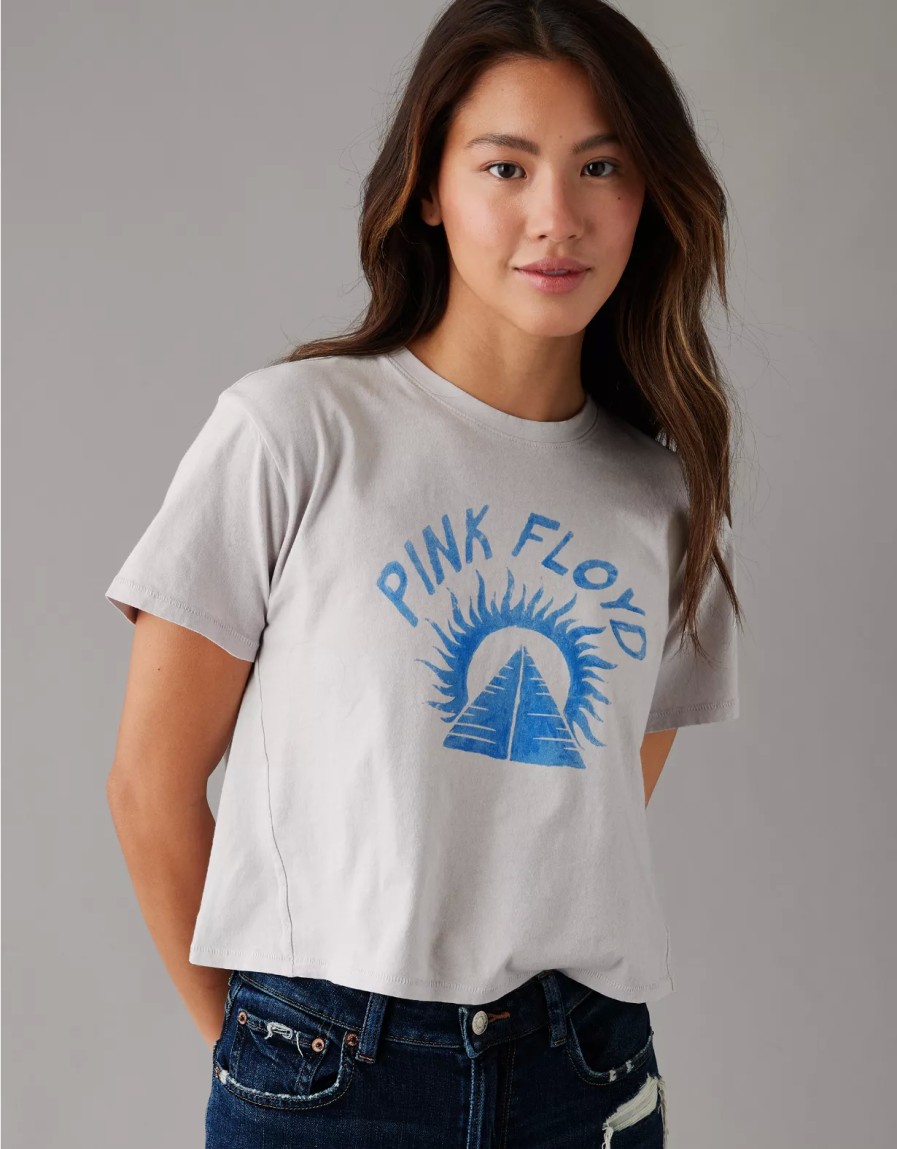 Women American Eagle | Ae Cropped Pink Floyd Graphic Tee