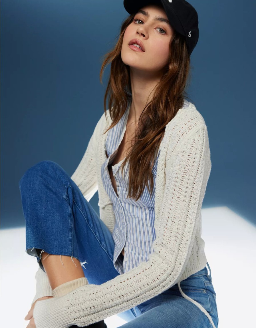 Women American Eagle | Ae Crochet Tie-Front Cardigan