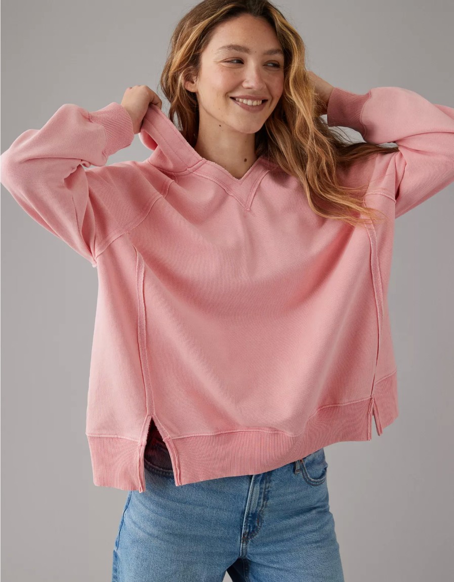 Women American Eagle | Ae Big Hug Oversized Notch Neck Hoodie