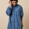 Women American Eagle | Ae Dreamy Drape Long-Sleeve Shirt Dress