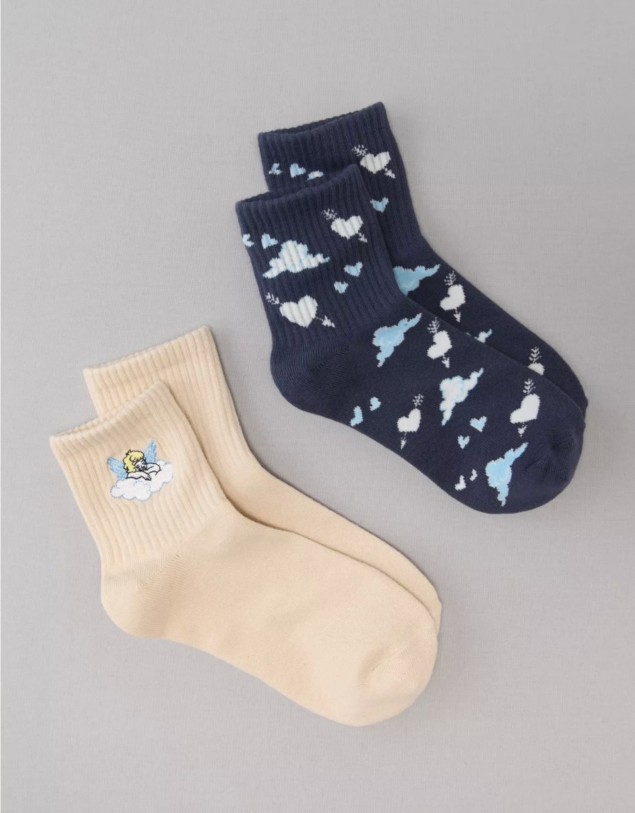 Women American Eagle | Ae Cherub Boyfriend Socks 2-Pack