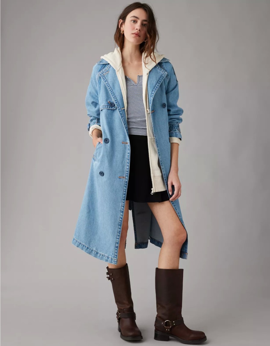 Women American Eagle | Ae Denim Trench Coat