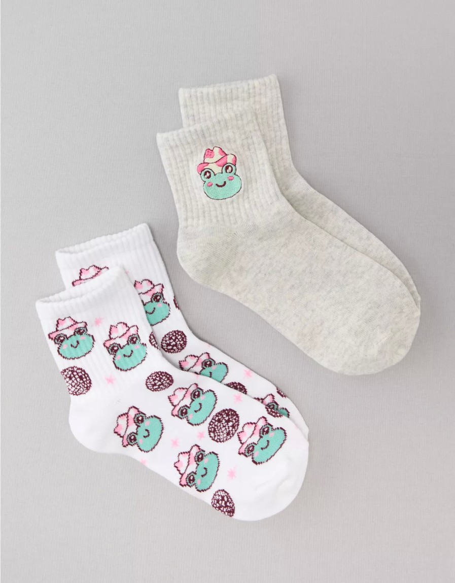 Women American Eagle | Ae Cowgirl Frog Bobby Socks 2-Pack