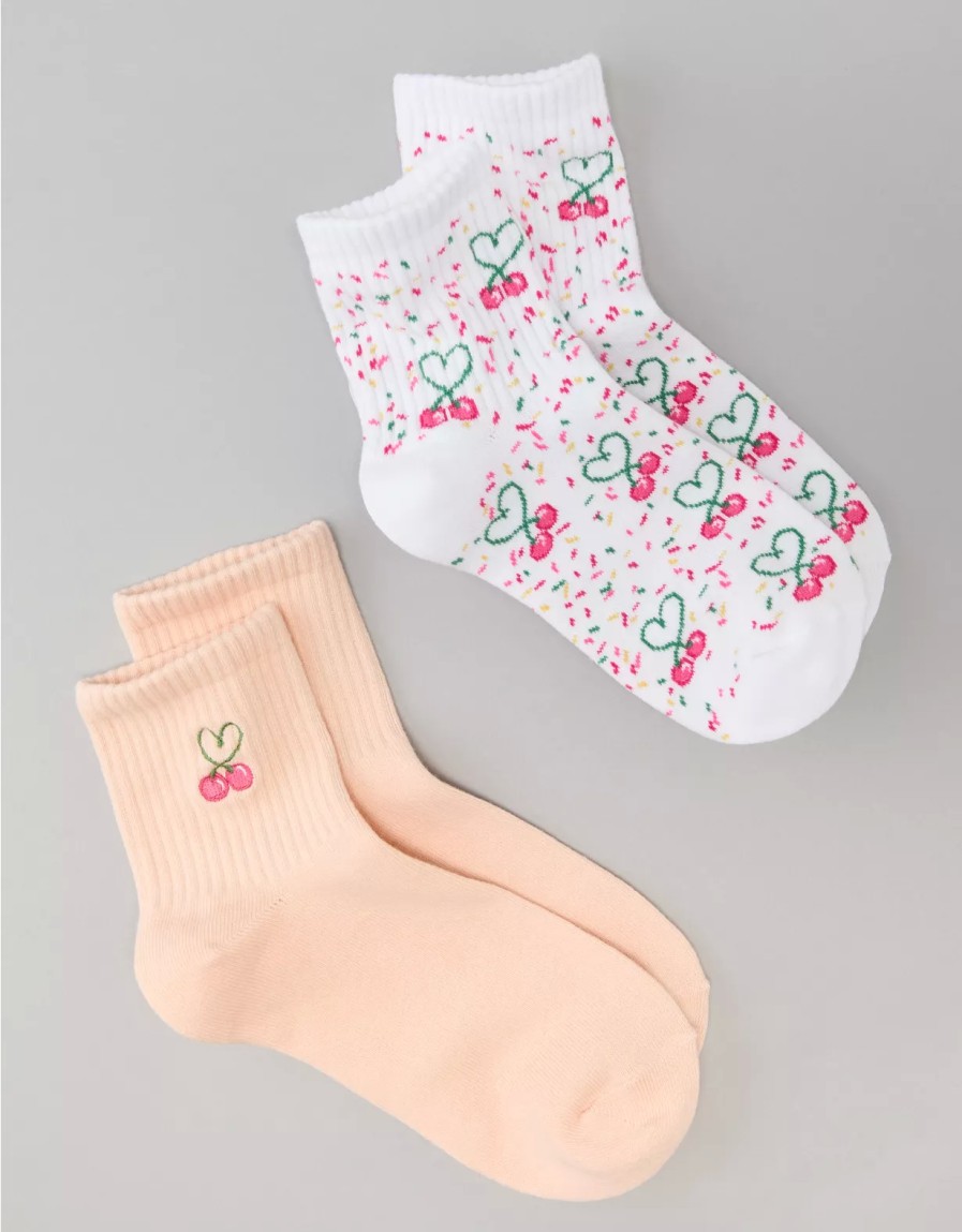 Women American Eagle | Ae Cherry Sprinkles Boyfriend Socks 2-Pack