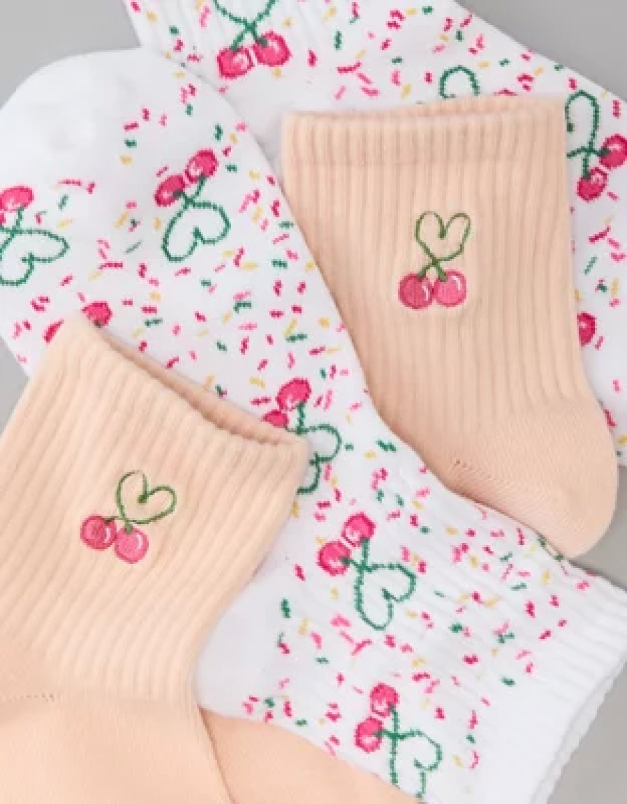 Women American Eagle | Ae Cherry Sprinkles Boyfriend Socks 2-Pack