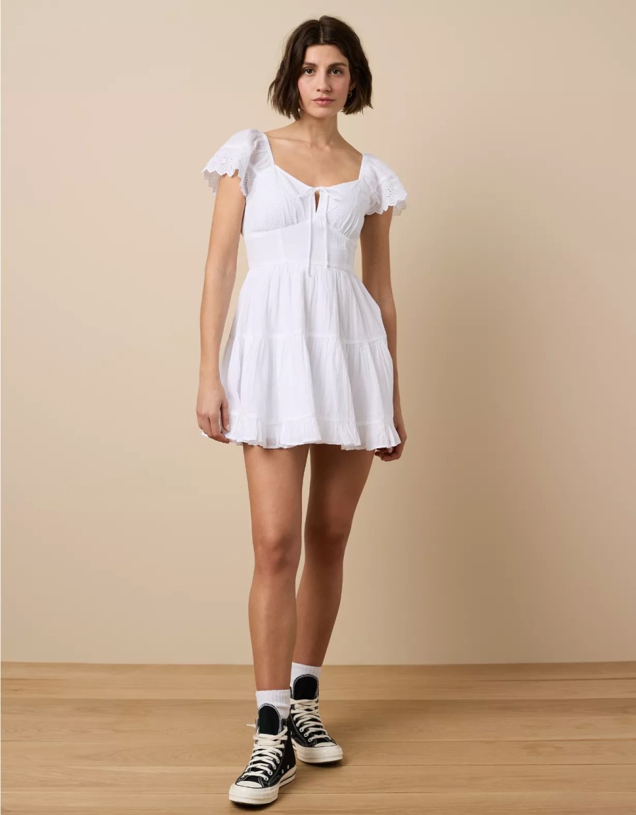 Women American Eagle | Ae Flutter Sleeve Mini Dress