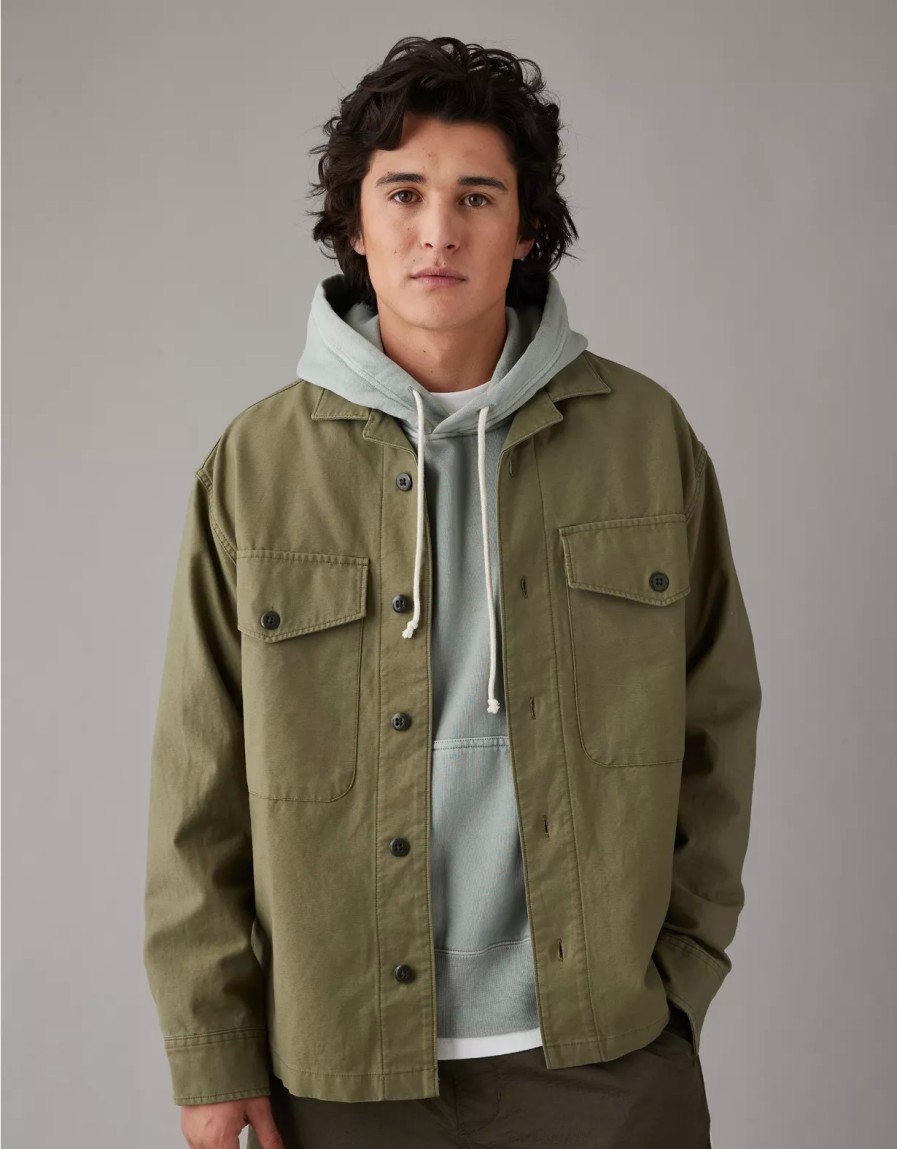 Men American Eagle | Ae Oversized Shirt Jacket