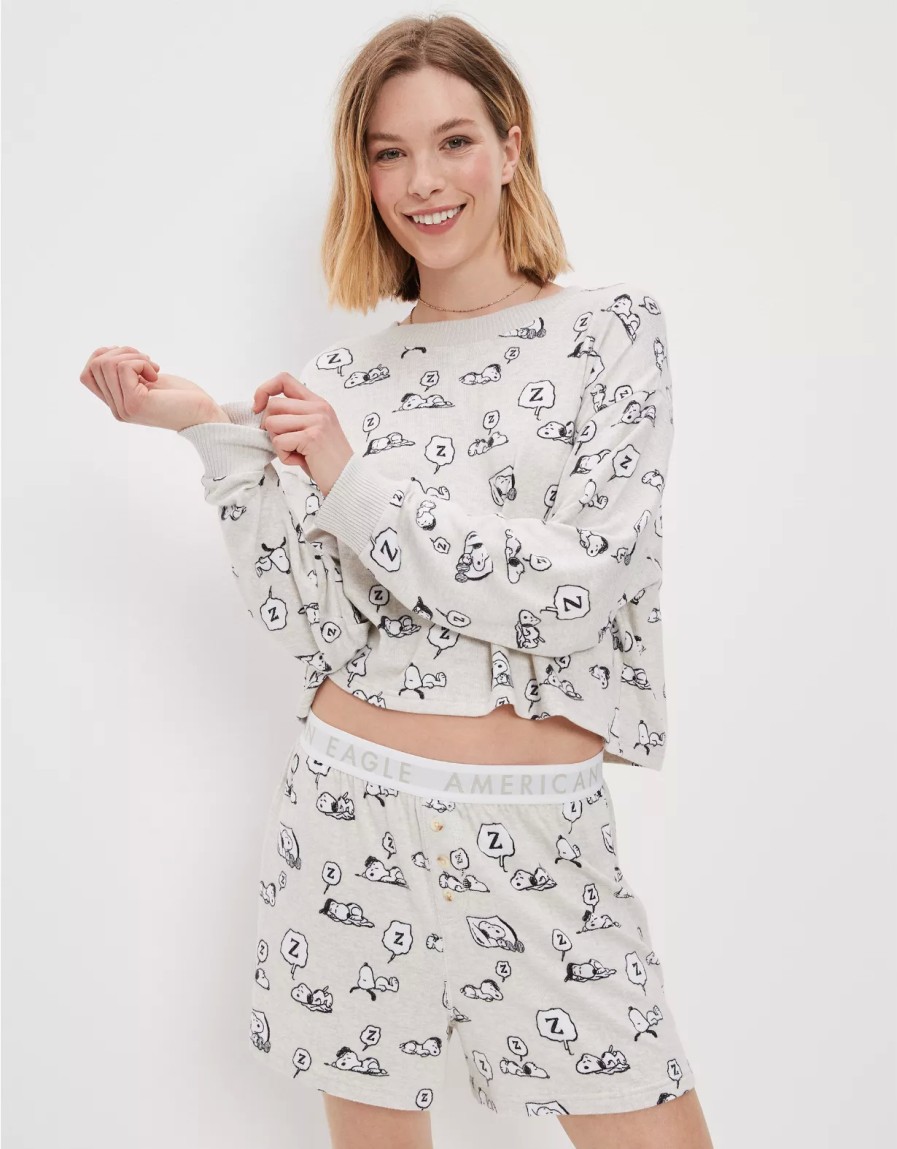 Women American Eagle | Ae Snoopy Plush Pj Set