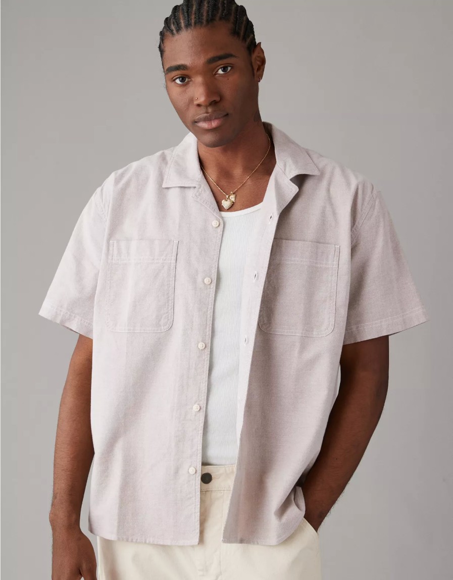 Men American Eagle | Ae Button-Up Poolside Shirt