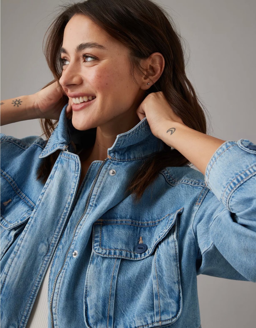 Women American Eagle | Ae Denim Utility Parka