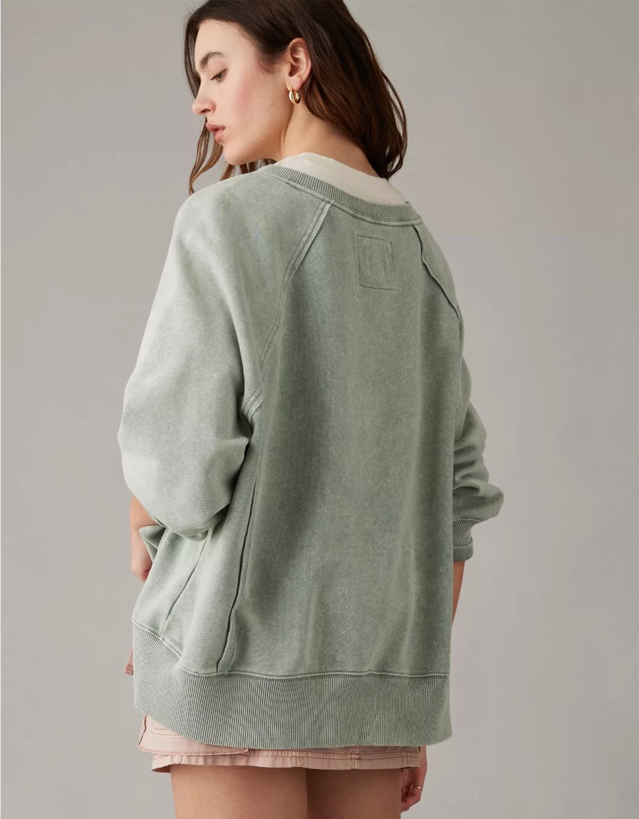 Women American Eagle | Ae Big Hug Oversized Notch Neck Sweatshirt