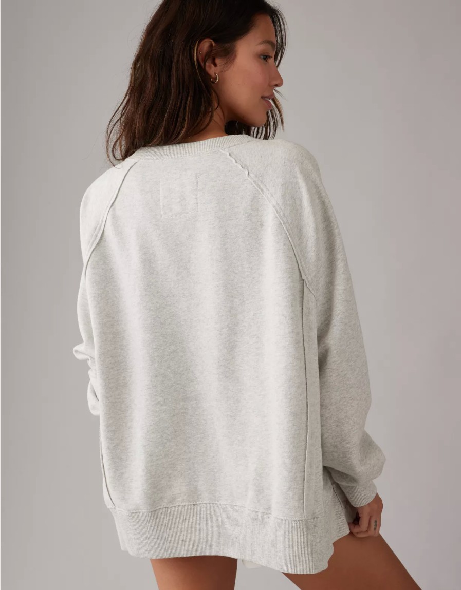 Women American Eagle | Ae Big Hug Oversized Notch Neck Sweatshirt