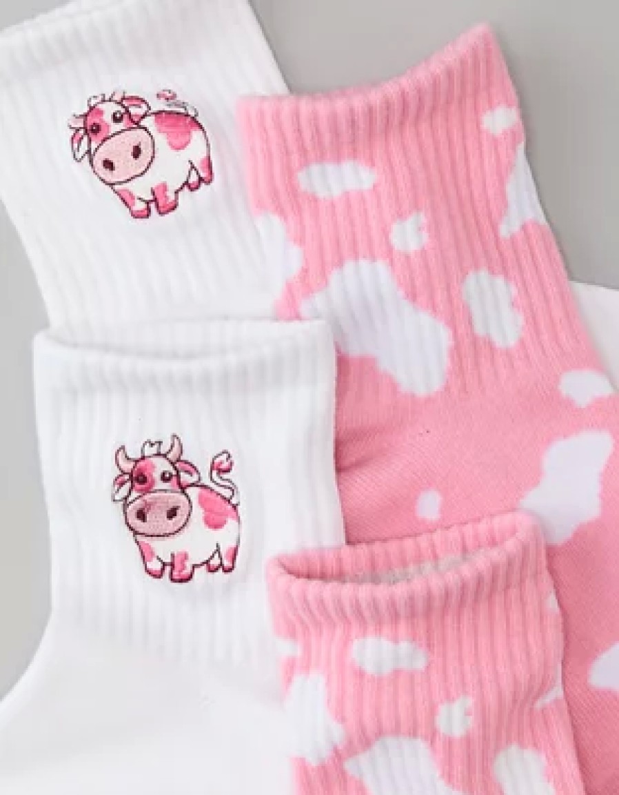 Women American Eagle | Ae Cow Boyfriend Socks 2-Pack