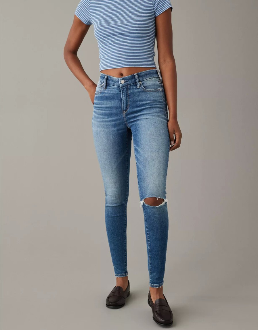 Women American Eagle | Ae Luxe Ripped High V-Rise Jegging