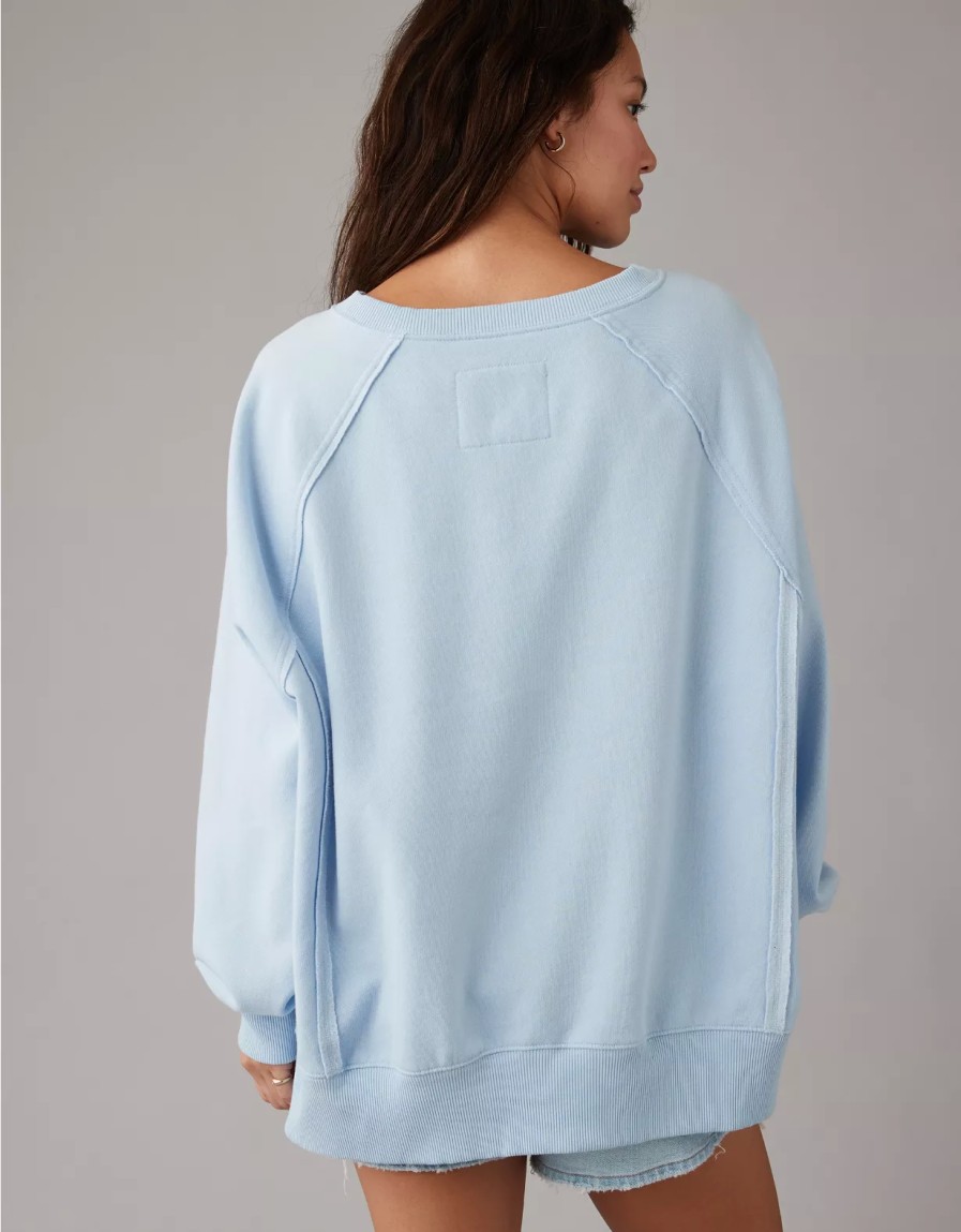 Women American Eagle | Ae Big Hug Oversized Notch Neck Sweatshirt