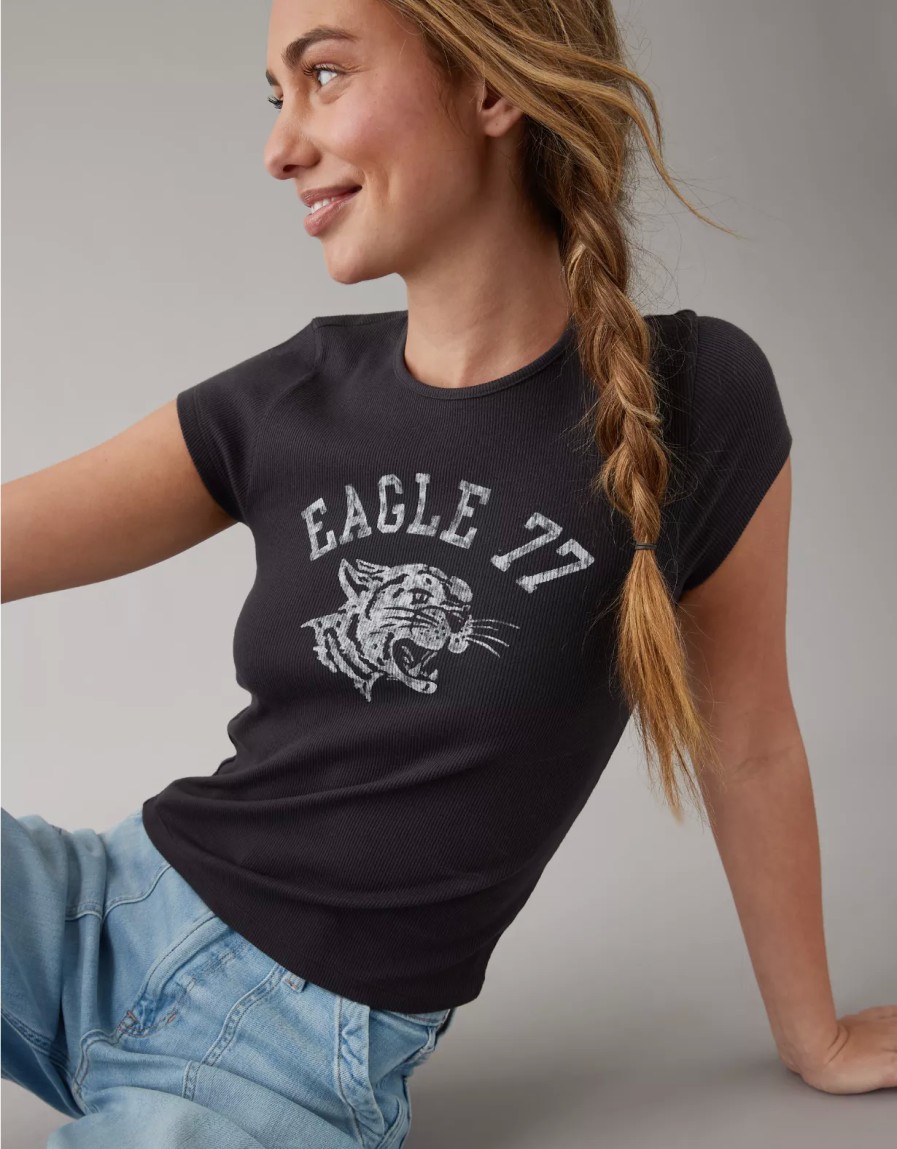 Women American Eagle | Ae Hey Baby Short-Sleeve Ribbed Tee