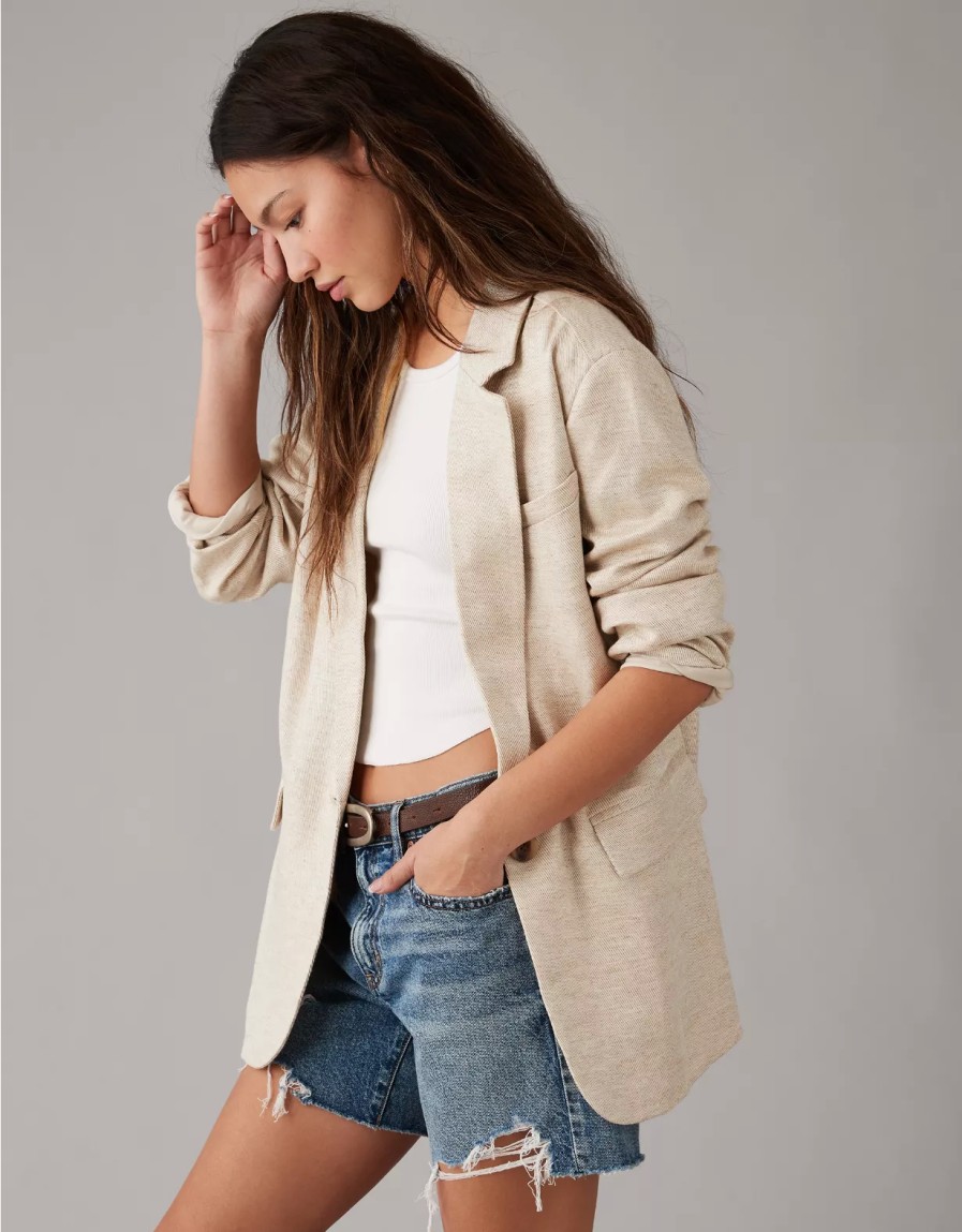 Women American Eagle | Ae Drapey Twill Oversized Blazer