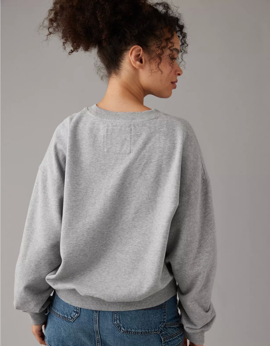 Women American Eagle | Ae Crew Neck Fleece Sweatshirt