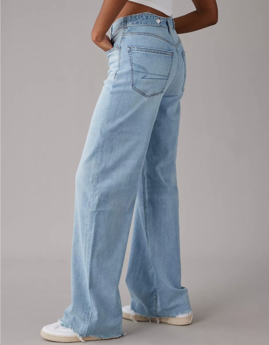 Women American Eagle | Ae Dreamy Drape Stretch Super High-Waisted Baggy Wide-Leg Jean