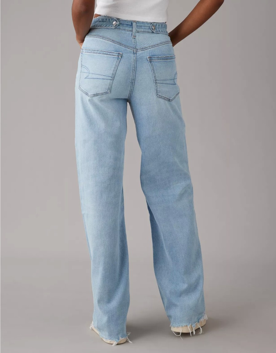 Women American Eagle | Ae Dreamy Drape Stretch Super High-Waisted Baggy Wide-Leg Jean