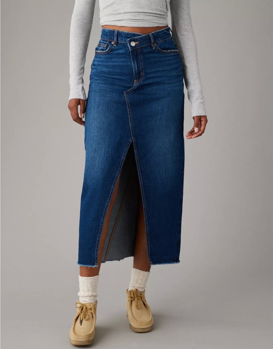 Women American Eagle | Ae '90S Denim Maxi Skirt