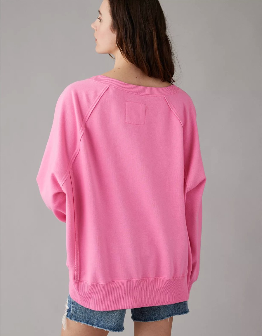 Women American Eagle | Ae Big Hug Oversized Notch Neck Sweatshirt