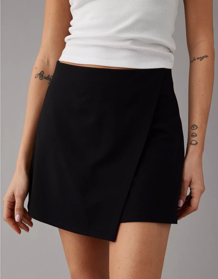 Women American Eagle | Ae It Knit Asymmetrical High-Waisted Mini Skort